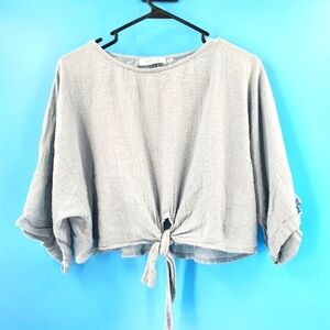 Mustard Seed light blue cotton relaxed crop top S